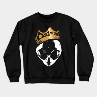 King Alien Gold Golden Crown Funny UFO Science Fiction Gift Crewneck Sweatshirt